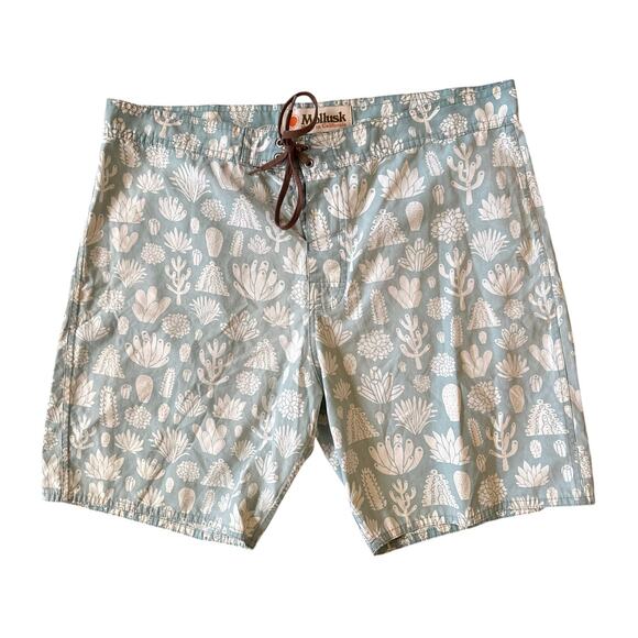 Mollusk Pale Blue Cactus Swim Trunks Size 34 - Picture 1 of 5